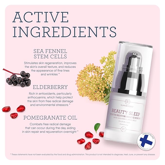 Overnight Eye Serum - Under Eye Serum for Night Time w. Hydrating Elderberry & Sea Fennel Stem Cells, Reduces Under-Eye Bags & Wrinkles, Anti-Aging Eye Serum-GlimoraGlow