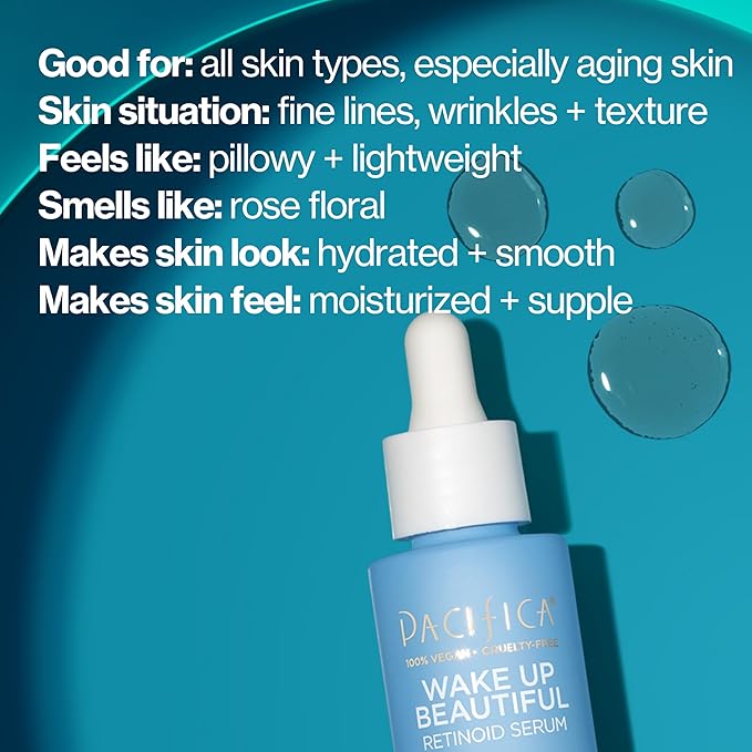 Pacifica Retinol Serum for Face - Wake Up Beautiful Retinoid Night Face Serum - Anti-Aging Skin Care & Skin Brightening - Retinol, Collagen & Antioxidants Vegan & Cruelty-Free Dermatologist Tested-GlimoraGlow