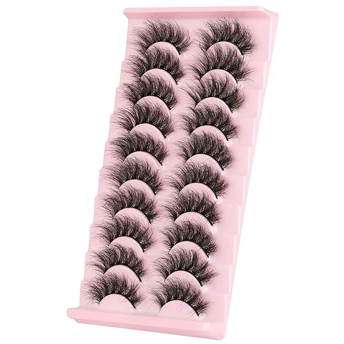 FANXITON Mink Lashes False Eyelashes Dramatic Full Mink Lashes Wispy 19 MM Natural Look 3D Fake Eyelashes 10 Pairs Pack-GlimoraGlow