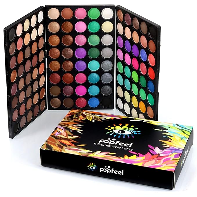 120 Color Eyeshadow Palette Kit with 10 Pcs Foundation Makeup Brush, Professional Daily Use Colorful with Velvety Texture Eyeshadow Palette, Highly Pigmented Waterproof Long Lasting Makeup-GlimoraGlow