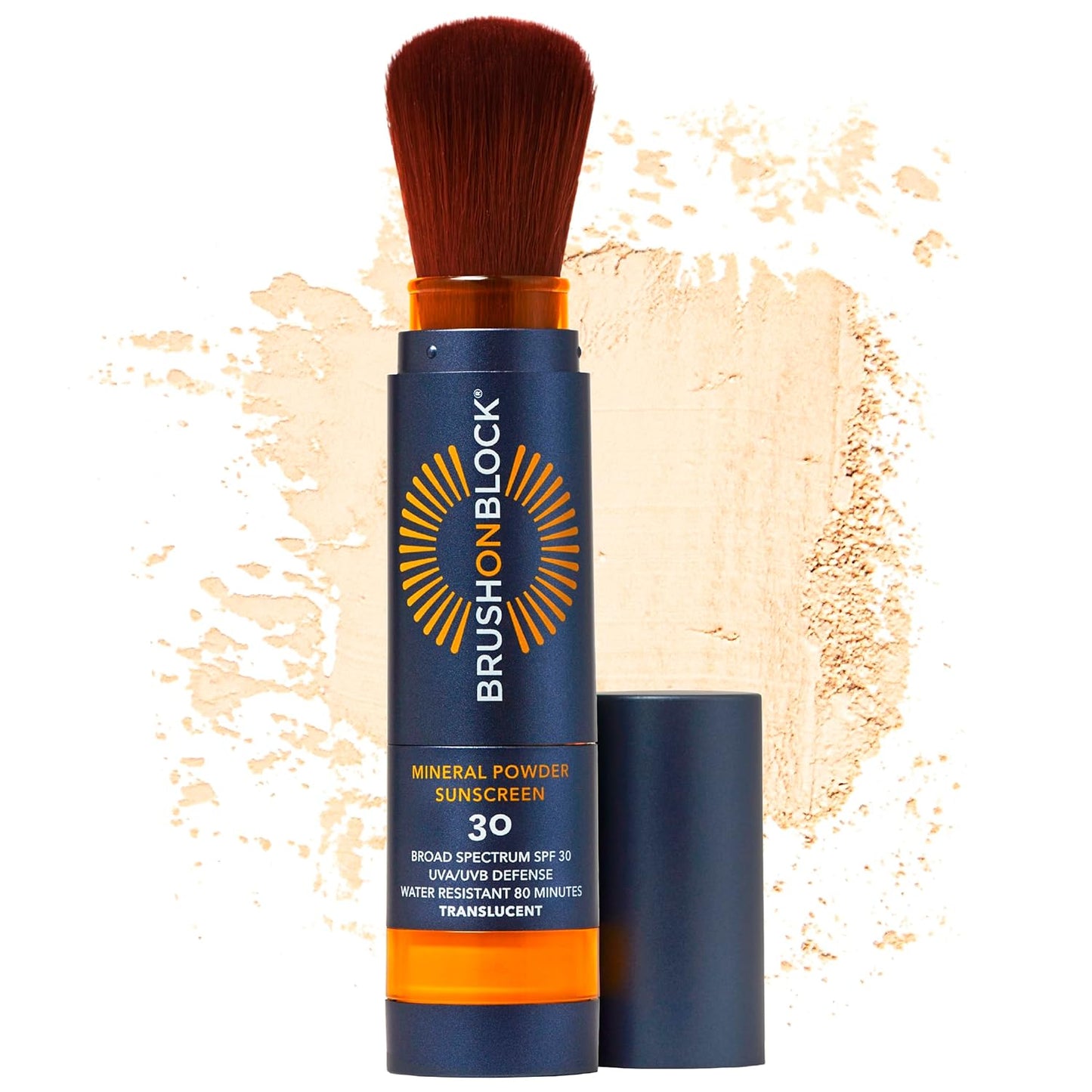 Brush On Block SPF 30 Mineral Powder Sunscreen New Formula, With Niacinamide, Hyaluronic Acid, & Vitamin C, Broad Spectrum, Water Resistant, Translucent, For All Skin Types, Reef Friendly, Mfg in USA-GlimoraGlow