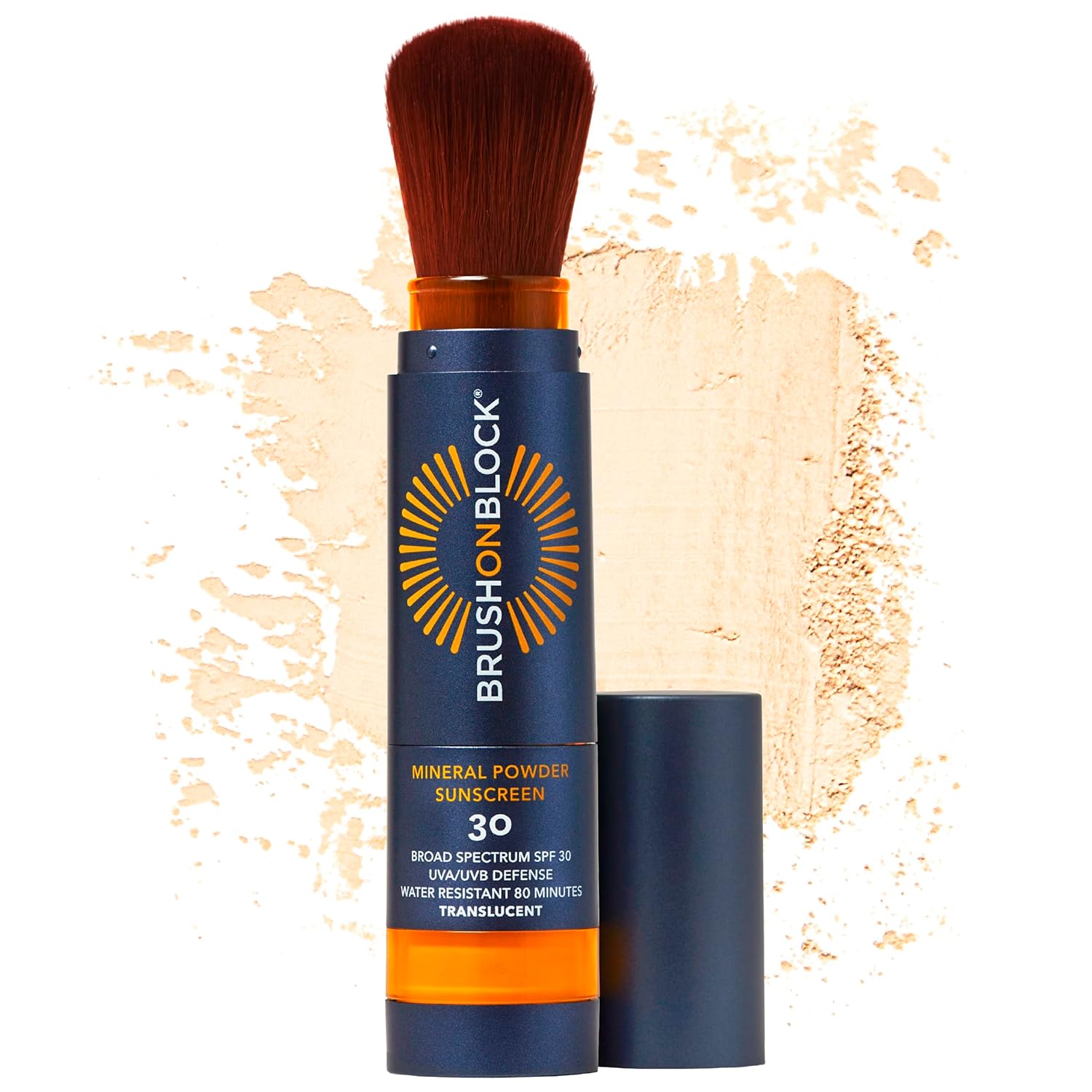 Brush On Block SPF 30 Mineral Powder Sunscreen New Formula, With Niacinamide, Hyaluronic Acid, & Vitamin C, Broad Spectrum, Water Resistant, Translucent, For All Skin Types, Reef Friendly, Mfg in USA-GlimoraGlow