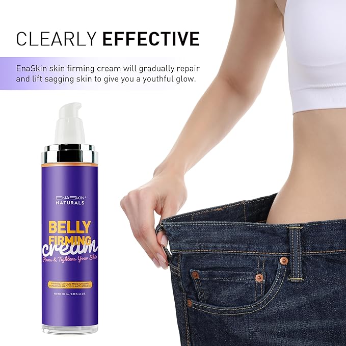 Belly Firming Cream: B Flat Skin Tightening Cream , Cellulite & Stretch Mark Reduction & Tummy Hips Cream & Body Firming for Stomach & Thighs & Arms – 3.38 Fl Oz-GlimoraGlow