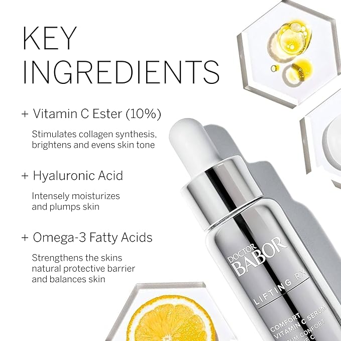 DOCTOR BABOR Lifting RX Comfort Vitamin C Serum, Infused with Hyaluronic Acid to Hydrate & Plump, Even Skin Tone, Reduces Fine Lines & Wrinkles, 20 ml-GlimoraGlow
