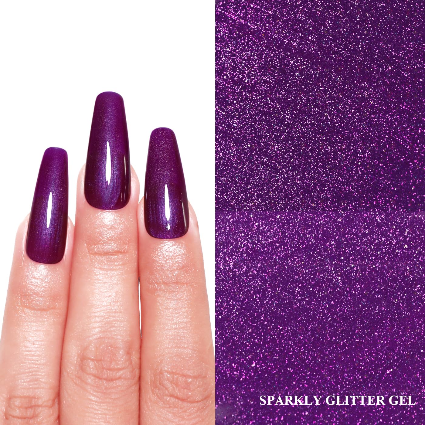 Imtiti Glitter Gel Nail Polish, Dark Purple Pearl Glitter Nail Gel Polish Diamond Shimmer Sparkle Soak Off UV LED Spring Summer Manicure 10ML-GlimoraGlow