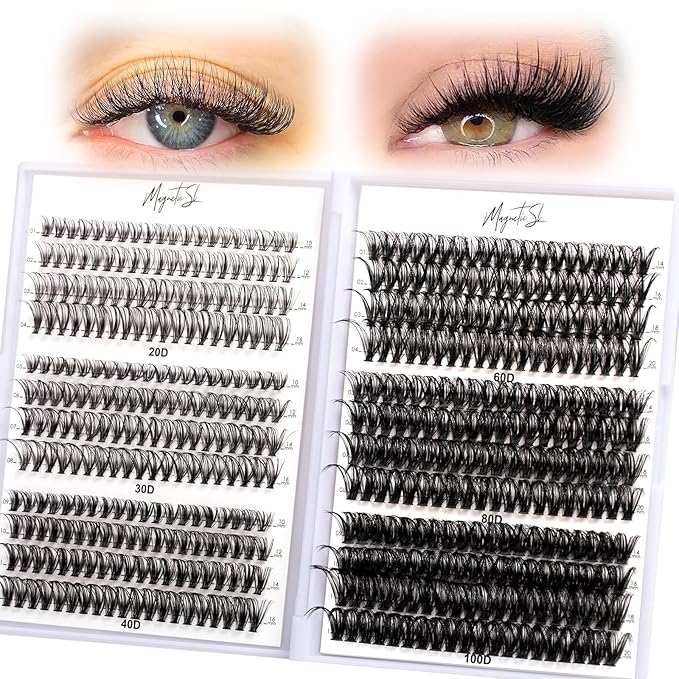 Lash Clusters 480 Clusters D Curl 10-20mm False Eyelash 60D 80D 100D Thick Eyelash Extension 20D 30D 40D Individual Eyelashes Multi-Style DIY Lash Extensions for Beginners(20D-100D-D, 10-20MIX)-GlimoraGlow