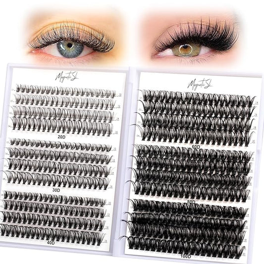 Lash Clusters 480 Clusters D Curl 10-20mm False Eyelash 60D 80D 100D Thick Eyelash Extension 20D 30D 40D Individual Eyelashes Multi-Style DIY Lash Extensions for Beginners(20D-100D-D, 10-20MIX)-GlimoraGlow