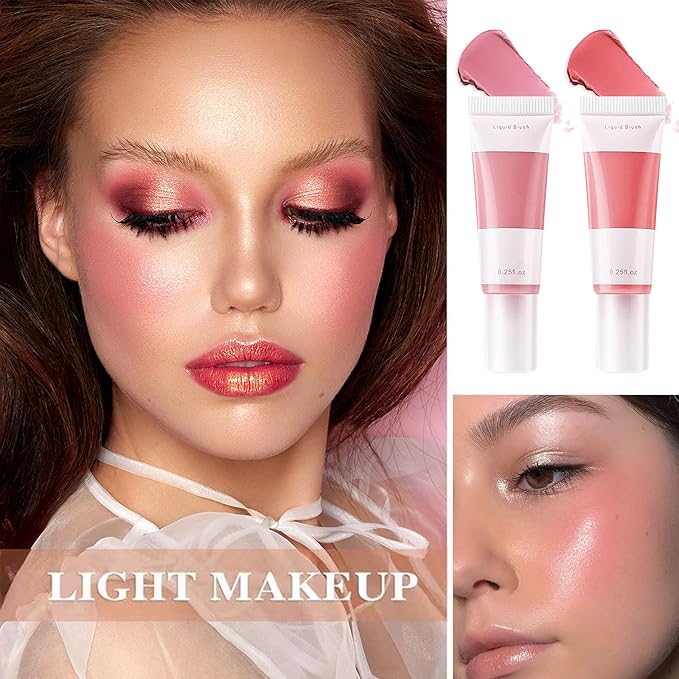 2 Colors Blush Stick,Multi-Use Cream Blush,Waterproofing Highly Pigmented Makeup Stick,Moisturizing Makeup Cream Set A8-GlimoraGlow