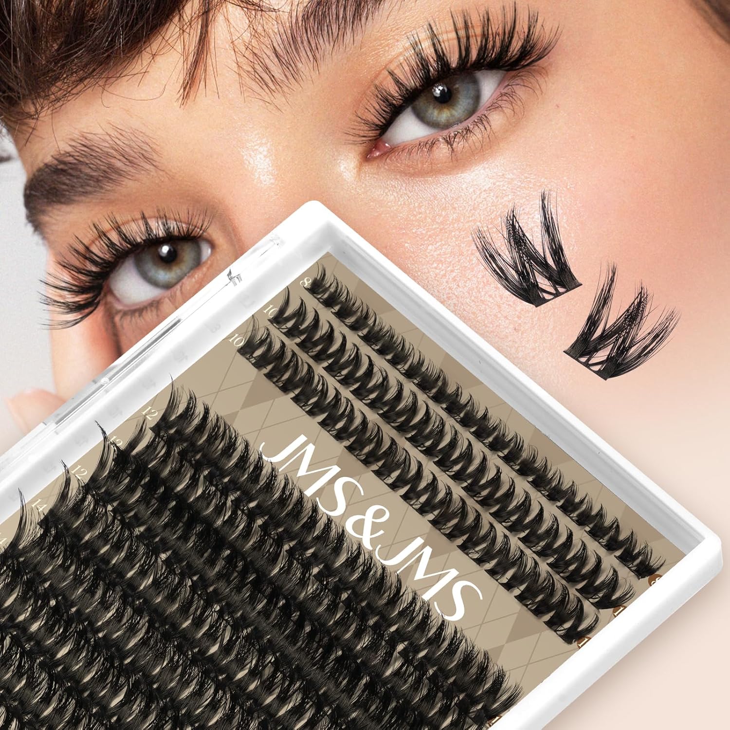 JMS&JMS 156Pcs Lash Clusters Lash Extension CC Curl Wispy Eyelash Clusters Natural Volume Eyelash Extensions Individual Lashes DIY for Beginner (8-18MIX)-GlimoraGlow