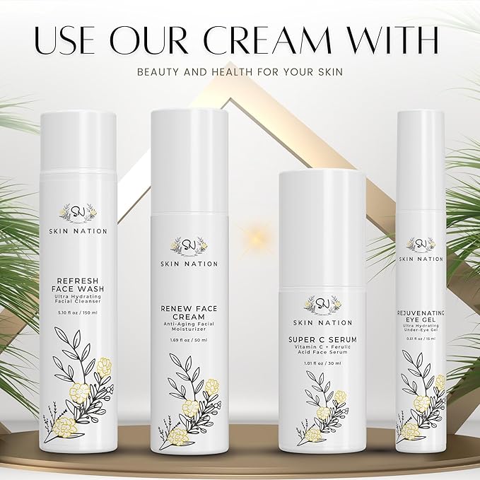 Skin Nation Super Firming Cream, Hydrating Body Lotion with Shea Butter, Glycolic Acid, Aloe Vera, Can Help Smooth Crepey Skin and Support Firmer Neck & Décolleté, 4 oz-GlimoraGlow