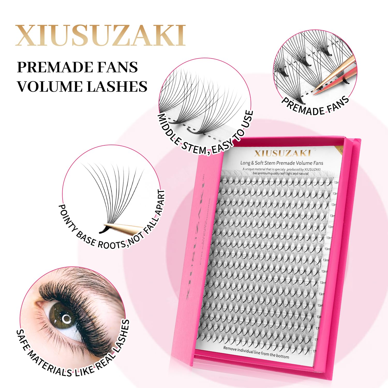 Premade Fans Eyelash Extensions 12D Volume Lash Extensions 0.05 Thickness Eyelash Extension C Curl Premade Lash Fans Mix 9-16mm Fluffy Soft Handmade Lash Fan(12D-0.05-C,9-16mm)-GlimoraGlow
