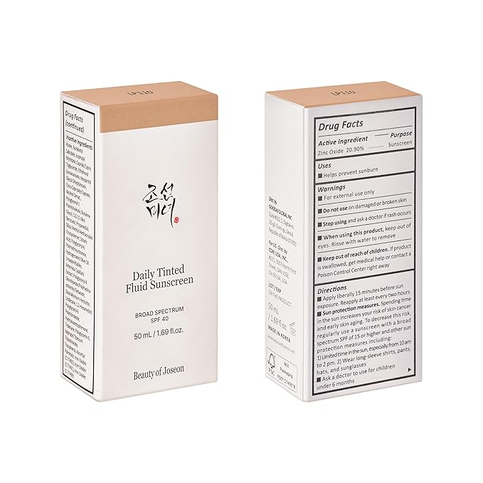 Beauty of Joseon Daily Tinted Fluid Sunscreen 12 Shades for Face Moisturizing Broad Spectrum SPF 40 Korean Skincare 50ml, 1.69 fl.oz #LP110-GlimoraGlow