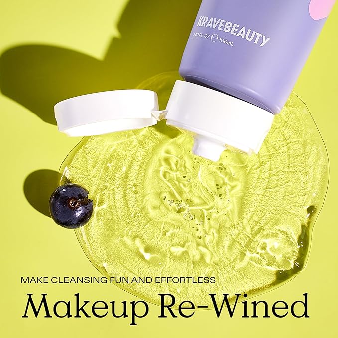 KraveBeauty Double Cleanse Duo, Makeup Re-Wined + Matcha Hemp Cleanser, Gentle Makeup Remover & Hydrating Cleanser, Hydrates and Preps Skin, Vegan & Cruelty Free, 3.38 fl oz 4.05 fl oz-GlimoraGlow
