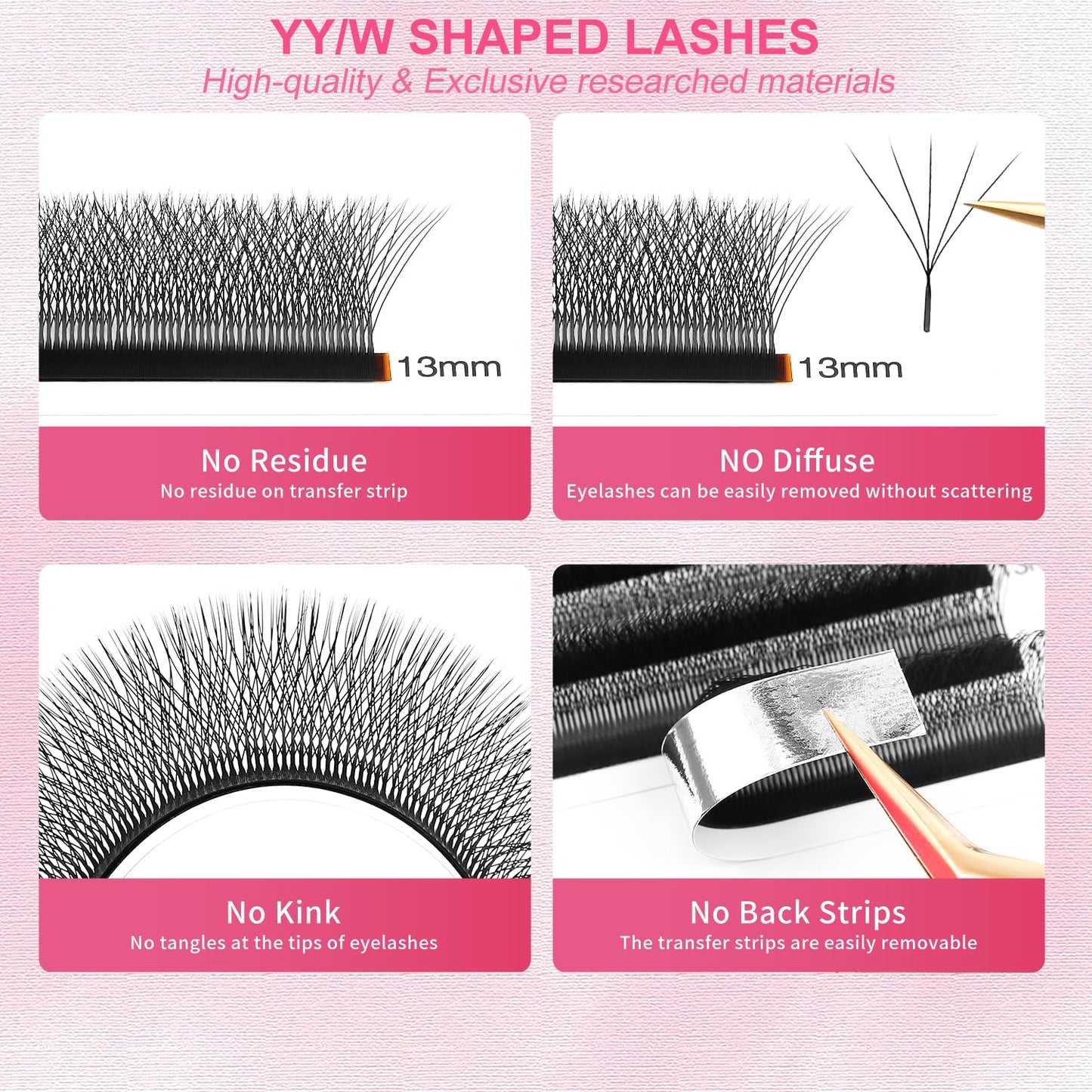 W Lash Extensions Supplies 5D Eyelash Extensions W Shape 0.07mm Thickness D Curl 15mm Premade Fans Easy Fan Lashes Volume Matte Black 12 Rows Crisscross Eye Lashes(W-5D-0.07-D,15mm)-GlimoraGlow