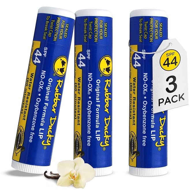 Rubber Ducky | Lip Sunscreen, Lip Balm with SPF 44, Water Resistant Sunscreen Lip Balm | Vegan, Untinted, Vanilla Flavor, with Vitamin E | All Season - Broad Spectrum Sunscreen for Lips-GlimoraGlow