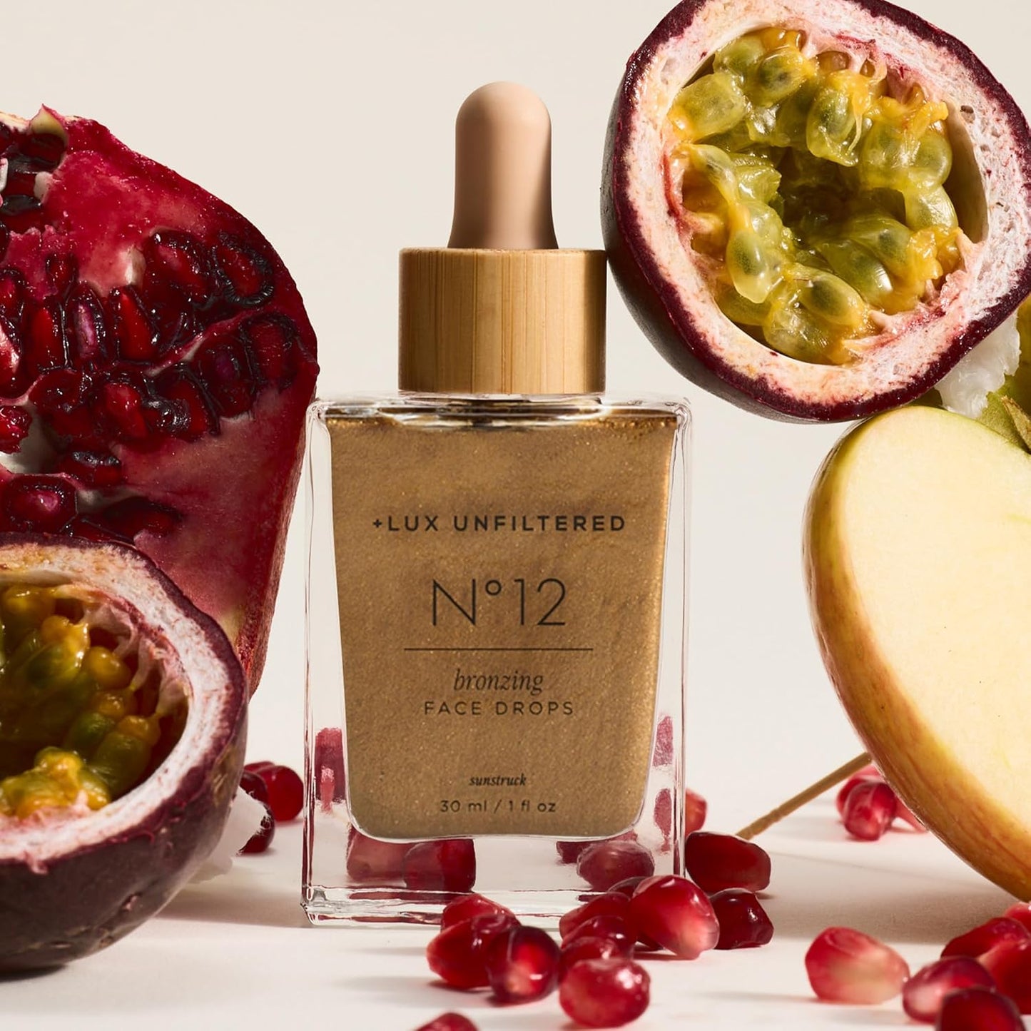 + Lux Unfiltered N°12 Sunstruck Face Tanning Drops - Fragrance Free Bronzing Drops for Face with Hyaluronic Acid, Coconut Water, & Passionfruit Oil - Cruelty Free & Vegan Self Tanner-GlimoraGlow