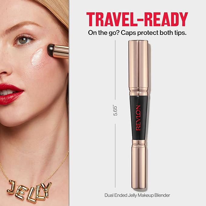 Revlon Dual Ended Jelly Makeup Blender Tool, Silicone Makeup Applicator for Blush, Bronzer, Concealer, Contour, Eyes, and Lips, 1 count-GlimoraGlow