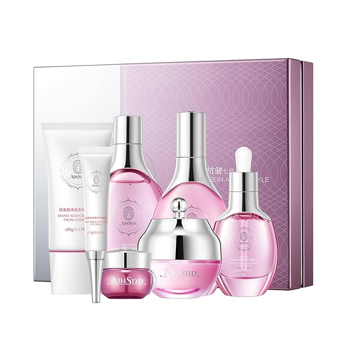 Hyaluronic Acid Anti Aging Skin Care Set Daily Skincare Kit For Women Gift Set 7 Pieces Women Beauty Set-GlimoraGlow