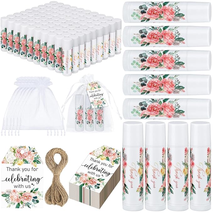 100 Pack Thank You Gifts Lip Balm Bulk Party Supplies Employee Appreciation Gifts for Guests Wedding Bridal Shower Bachelorette Gifts Baby Shower Favors for Coworkers Women Homeless Nurse-GlimoraGlow
