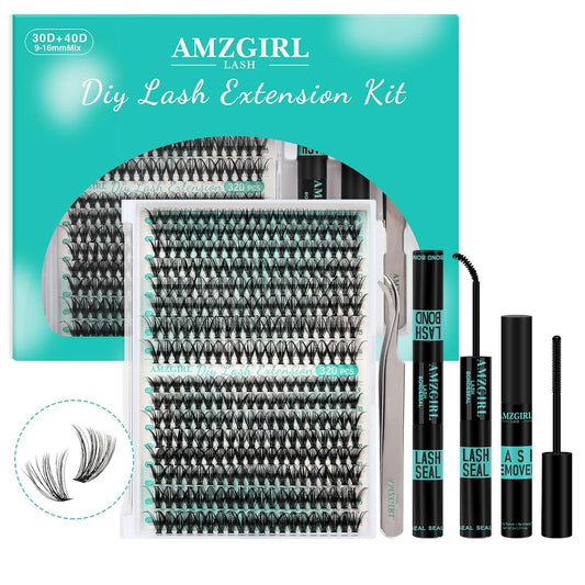 Lash Clusters Kit 320Pcs,DIY Individual Lashes Extension Kit,Lash Bond And Seal,Lash Remover For Eyelashes Extensions,Lash Applicator Tool For False Eyelash Cluster Kit At Home(3040D,D-Mix9-16mm Kit)-GlimoraGlow