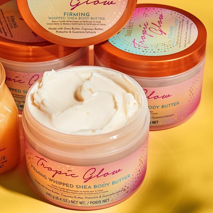 Tree Hut Tropic Glow Whipped Body Butter, Warm Scent with Almond, Golden Amber, and Australian Sandalwood, Long-Lasting Hydration for Soft, Glowing Skin, 8.4 oz-GlimoraGlow