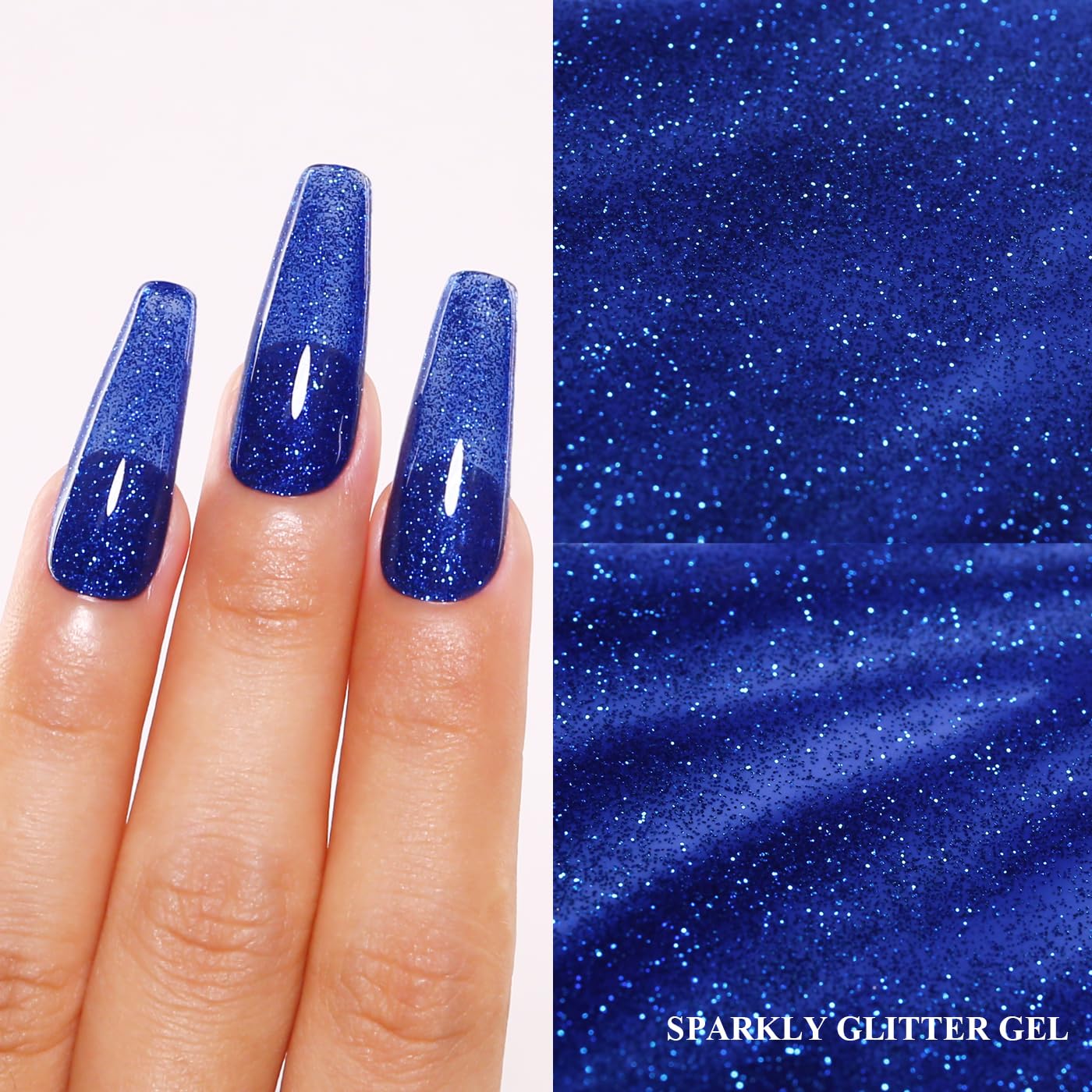Imtiti Glitter Gel Nail Polish, Navy Blue Iridescent Glitter Gel Polish Diamond Shimmer Sparkle Soak Off UV LED Nail Gel Polish Autumn Winter Gel Polish Manicure Gel Nail Kit 10ML-GlimoraGlow