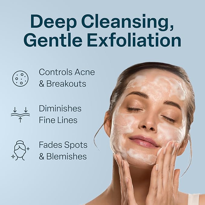 QRxLabs Glycolic Acid Face Wash – Gentle Exfoliating Gel Cleanser for Smoother Looking Skin – Helps Improve Texture & Hydration – Ideal for Blemish-Prone Skin and Ingrown Hairs – 6 oz-GlimoraGlow