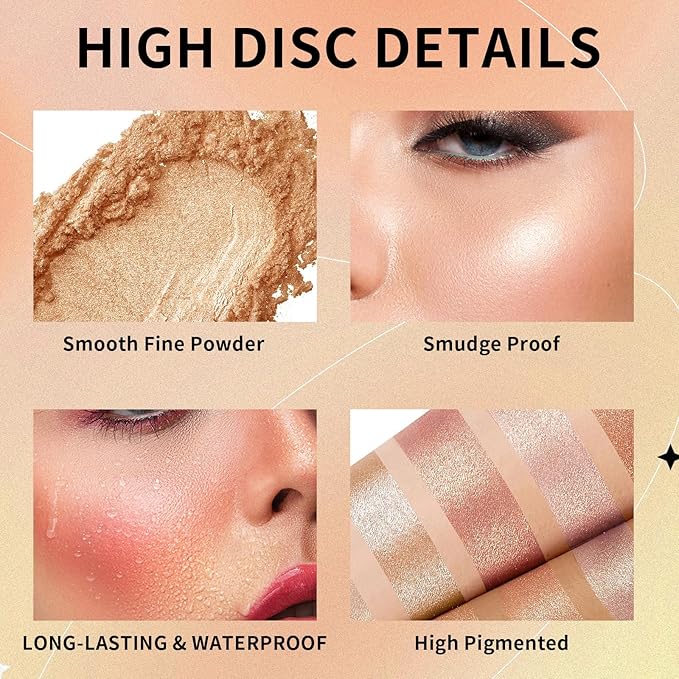 2 Packs Highlighter Powder Palette, 5 Colors Makeup Palette Contour Palette Eyeshadow Makeup Kit Waterproof Long Lasting Brilliant Lighten Skin Color Professional Face Shading Set (2, brown, Large)-GlimoraGlow