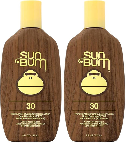 Sun Bum Original Scent SPF 30 Sunscreen Lotion | Vegan and Hawaii 104 Act Compliant (Octinoxate & Oxybenzone Free) Broad Spectrum Moisturizing UVA/UVB Sunscreen with Vitamin E | 8 oz (Pack of 2)-GlimoraGlow