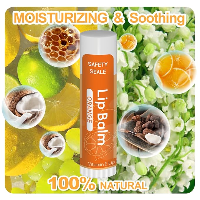 20 Pack Natural Lip Balm Bulk with Vitamin E and Coconut Oil Valentine's Day best choice - Moisturizing, Soothing, and Repairing Dry and Chapped Lips - 10 Flavors - Non-GMO-GlimoraGlow