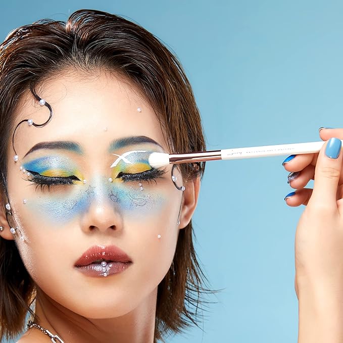 Jessup Eye Makeup Brush Set Professional 15pcs White/Rose Gold Premium Natural-synthetic Eye Shadow Blending Concealer Eye & Brow Liner Brushes, T217-GlimoraGlow