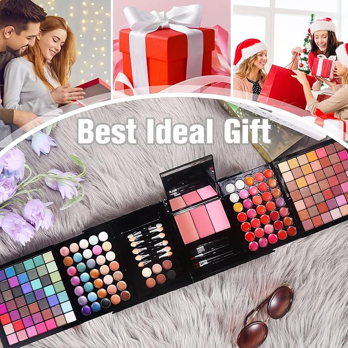 177 Colors Professional Makeup Kit for Women Girls Full Kit Gift Set with Mirror All in One Make up Palette Included Eyeshadow Powder Eye Shadow Gel Lip Gloss Concealer Eyebrow Powder Blush Brushes-GlimoraGlow