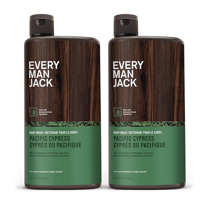 Every Man Jack Nourishing Pacific Cypress Mens Body Wash for All Skin Types - Naturally Derived Ingredients - Cleanse and Hydrate Skin with Coconut and Glycerin - 24oz 2 Bottles-GlimoraGlow