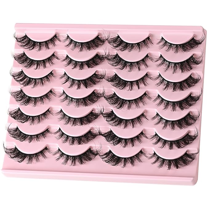 FARRED Cat Eye Lashes Fox Eyelash Wispy Fluffy False Eyelashes 14 Pairs Fake Eyelashes Natural Look Short Natural Lashes Cat Eye Lash Wispy Volume Eyelash (F23 | 8-16mm)-GlimoraGlow