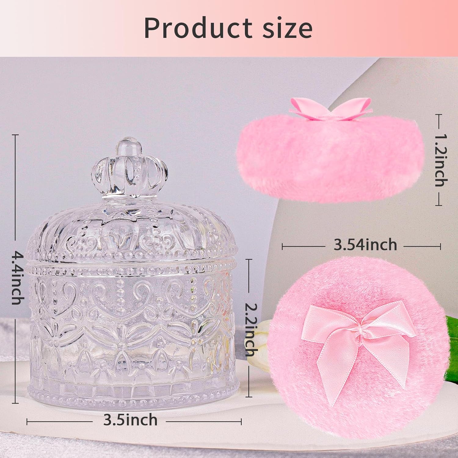 Large Body Powder Puffs and Containers, Crystal Clear Powder Container with Soft Power Puffs, Reusable Dusting Powder Case with Washable Velvet Face Body Glitter Puffs Wet and Dry Makeup-GlimoraGlow