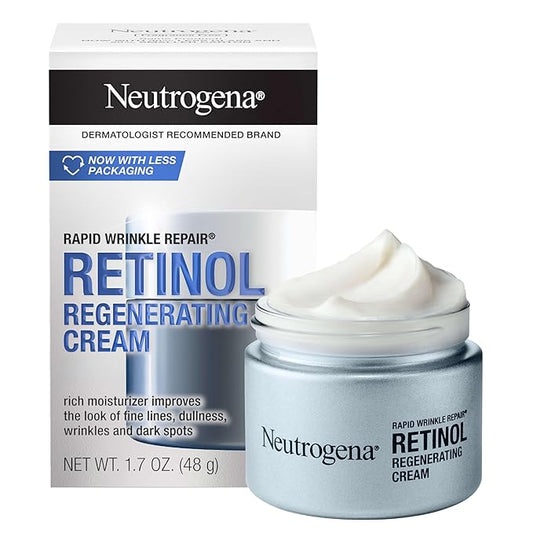 Neutrogena Rapid Wrinkle Repair Retinol Face Moisturizer, Daily Anti-Aging Face Cream with Retinol & Hyaluronic Acid to Fight Fine Lines, Wrinkles, & Dark Spots, 1.7 oz-GlimoraGlow