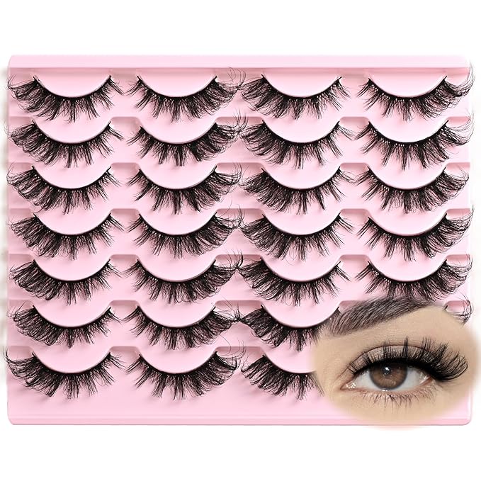 FARRED Cat Eye Lashes Fox Eyelash Wispy Fluffy False Eyelashes 14 Pairs Fake Eyelashes Natural Look Short Natural Lashes Cat Eye Lash Wispy Volume Eyelash (F23 | 8-16mm)-GlimoraGlow
