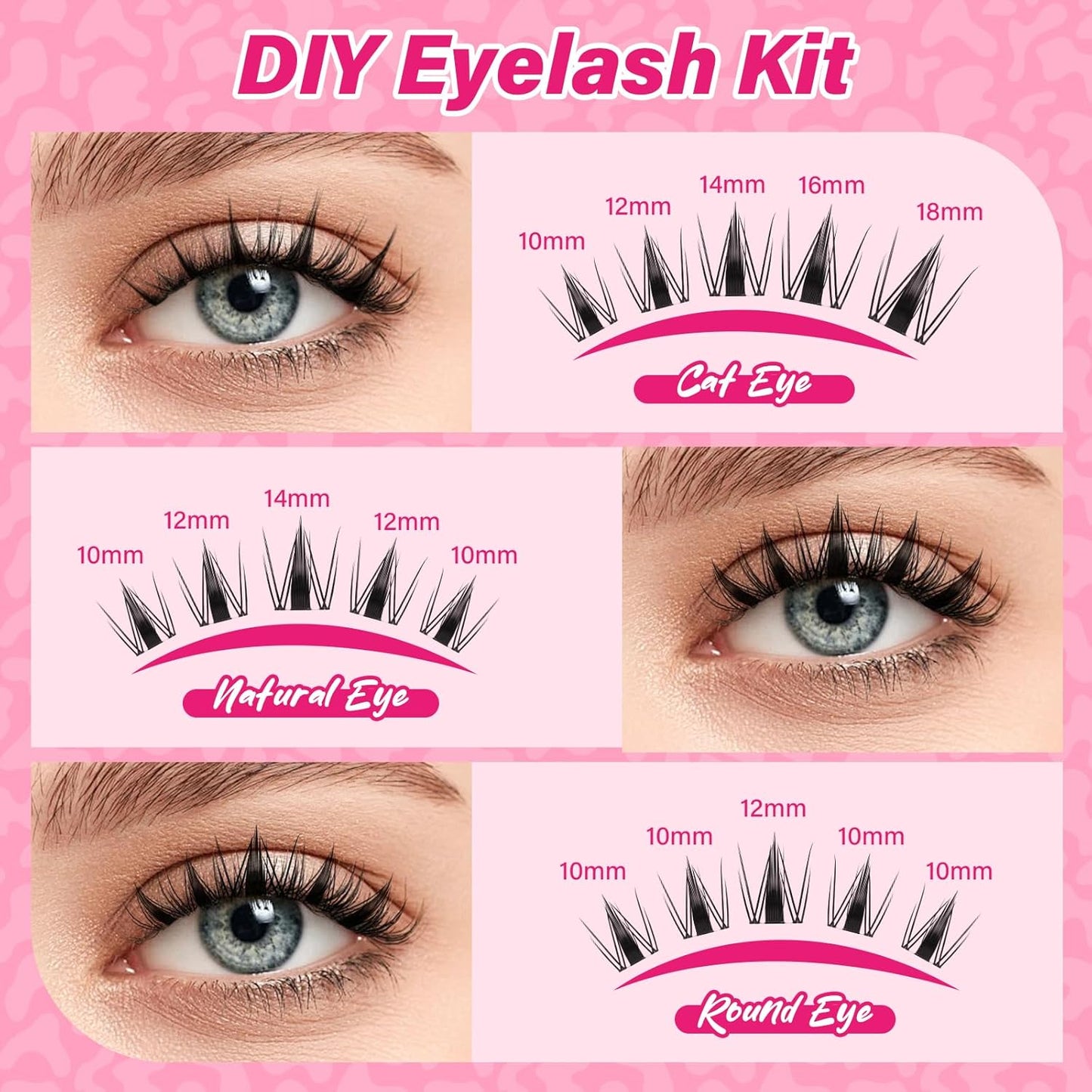 PROLASHBEAUTY Fairy Lash Clusters Kit Manga Spiky Eyelash Clusters Ultra Thin Band Natural Look Lashes Kit with Lash Bond and Seal Remover (Fairy, 8-18mix)-GlimoraGlow