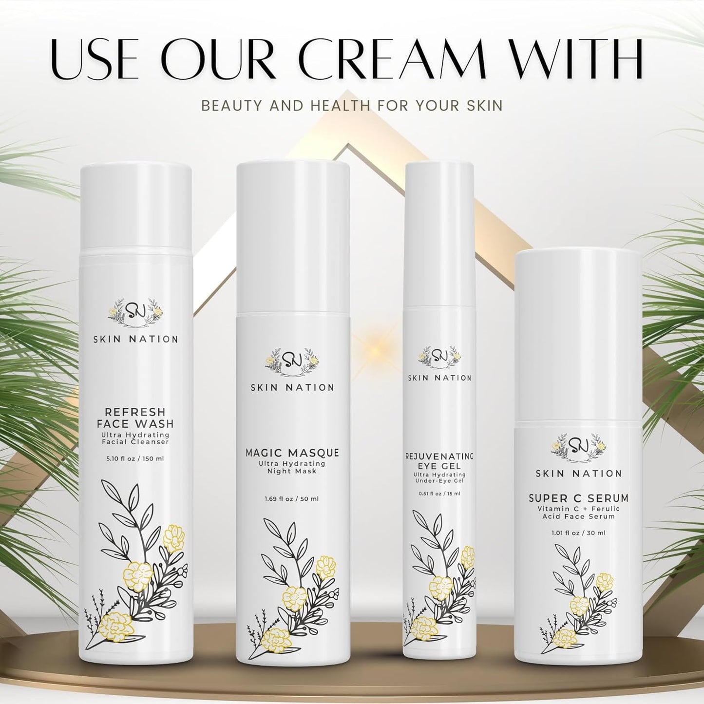 Skin Nation Renew Face Cream, Hydrating Moisturizer with Peptides, Hyaluronic Acid & Green Tea, Lightweight Plant-Based Cream for Smooth, Radiant Skin, 1.69 fl oz-GlimoraGlow