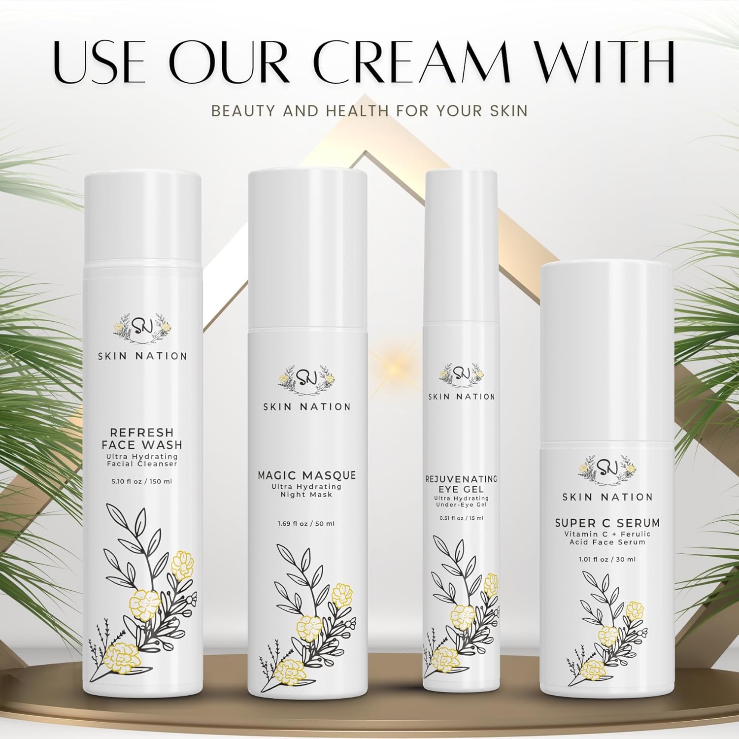 Skin Nation Renew Face Cream, Hydrating Moisturizer with Peptides, Hyaluronic Acid & Green Tea, Lightweight Plant-Based Cream for Smooth, Radiant Skin, 1.69 fl oz-GlimoraGlow