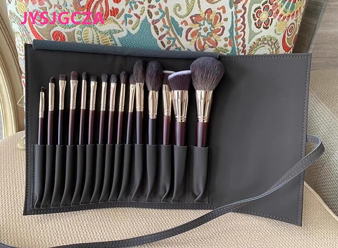 Professional makeup brush set with makeup bag. Includes Brushes for Contouring, Highlighting, Eyeshadow, Foundation & More. 15 Pcs Wool makeup brush-GlimoraGlow