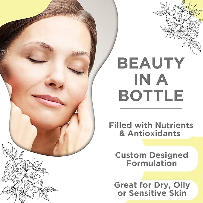 Skin Nation Super Hydrating Vitamin C Face Serum with Ferulic Acid, Aloe Vera, Rosehip Oil, Can Help Smooth Skin Texture and Supports Firmer Skin, for Dry and Sensitive Skin-GlimoraGlow