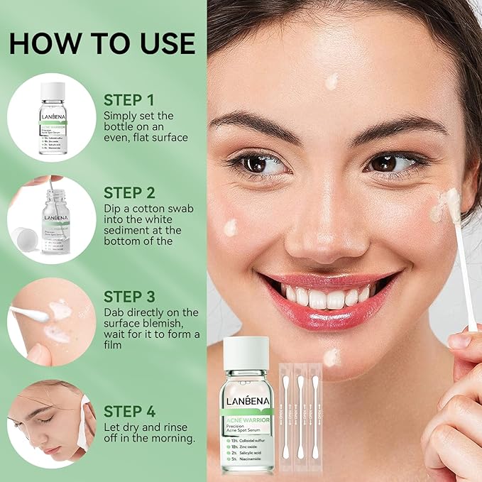 LANBENA Precision Acne Spot Serum, Acne Drying Lotion, Overnight Acne Treatment For Face, Dry Out Pimples, Blemishes, Zits And Clean Pores, 0.42 Fl Oz-GlimoraGlow