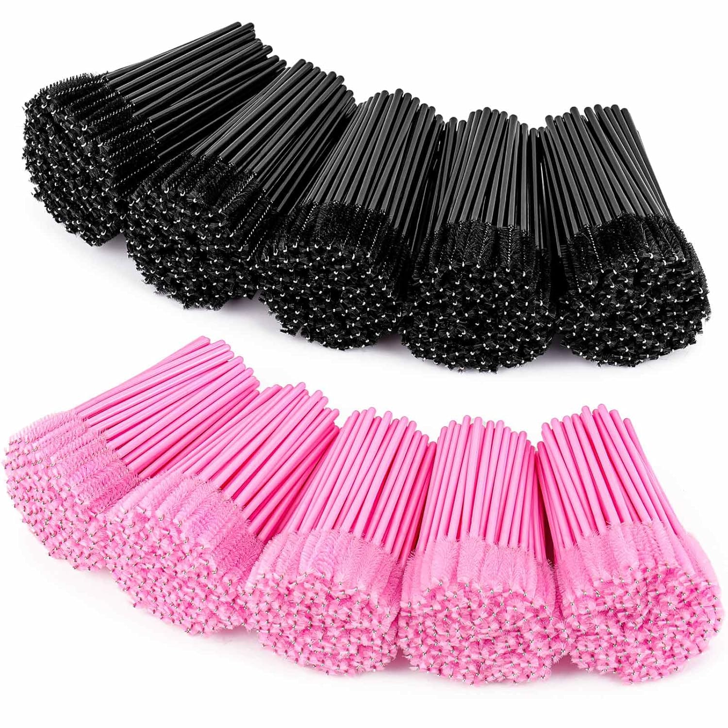 1000 Disposable Mascara Wands Eyelash Brushes Spoolies for Eyebrow Eye Lash Extension Black and Pink-GlimoraGlow