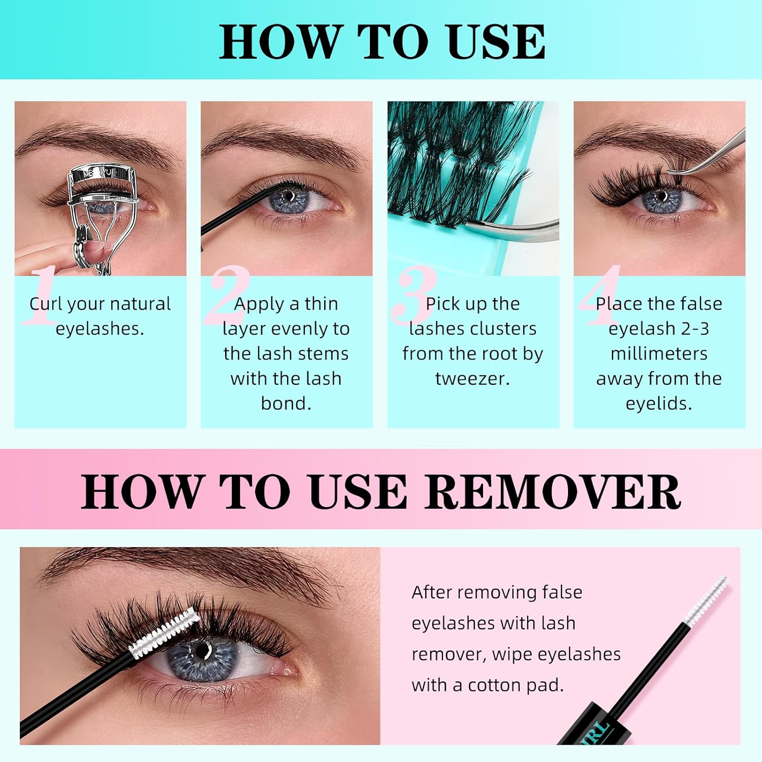 Lash Clusters Kit 200PCS 50D Eyelash Extension Kit D Curl Wispy Eyelash Clusters DIY Natural Individual Lashes Kits Lashes Extensions Kit with Lash Bond and Remover Eyelash Tweezer at Home-GlimoraGlow