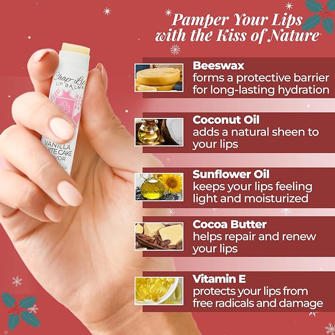 100% Natural Lip Balm Set - Beeswax Natural Christmas Gifts for Her - Lip Moisturizer for Dry Lips, Cocoa Butter - Petroleum Free, 8 Count, 2 Pack-GlimoraGlow