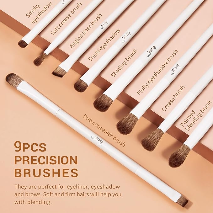 Jessup Makeup Brushes 14Pcs Makeup Brush Set Premium Synthetic Powder Foundation Contour Blush Concealer Eye Shadow Blending Liner Make Up Brush Kit Light Grey T329-GlimoraGlow