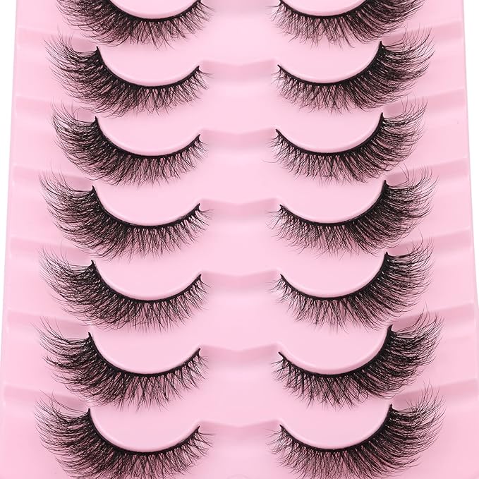 False Lashes Natural Look Faux Mink Eyelashes Wispy Fox Eye Lashes That Look Like Extensions 3D Mink Lashes Natural Strip Lashes Pack 7 Pairs-GlimoraGlow