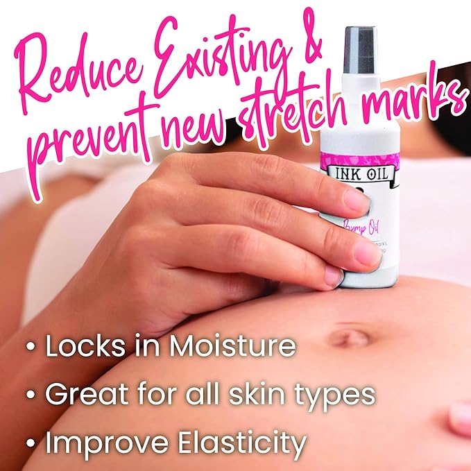 Ink Oil Bump Oil Stretch Mark Treatment | Baby Bump Essentials | Scar Removal | Pregnancy Must Haves First Trimester | Maternity Care | Ink - Bio Oil Stretch Marks Pregnancy | Advanced Skincare-GlimoraGlow