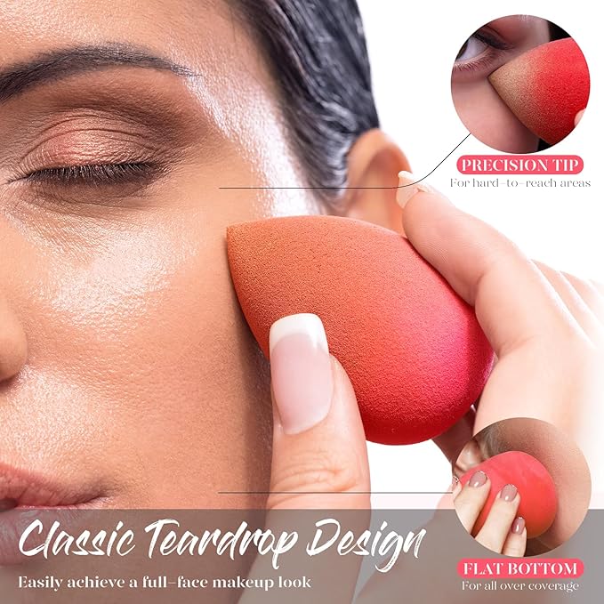 BEAKEY Makeup Sponge 5 Pcs Set, Latex-Free and Soft Boun Boun Beauty Sponge for Blending, Makeup Sponges for Foundation, Liquid, Cream and Powder. Blender for Enhanced Make Up Application-GlimoraGlow